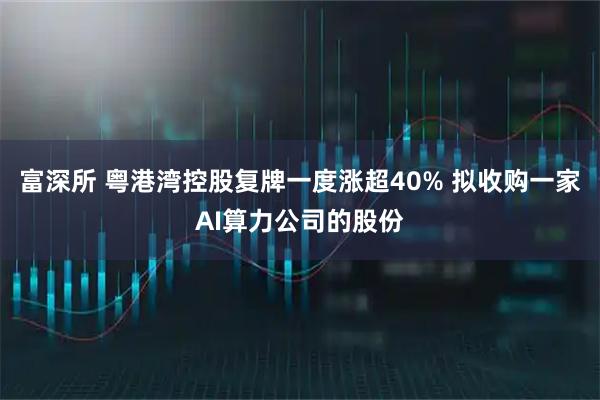 富深所 粤港湾控股复牌一度涨超40% 拟收购一家AI算力公司的股份